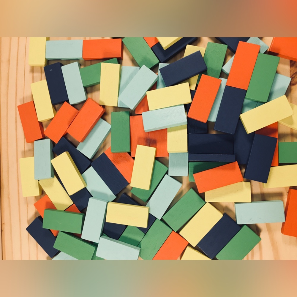 Lot of 100 Assorted Painted Wooden Building Blocks Craft Montessori STEM Multi
